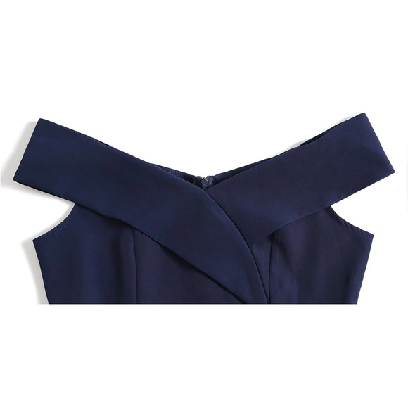NWT Elegant Navy Off-Shoulder Dress - Picture 3 of 6